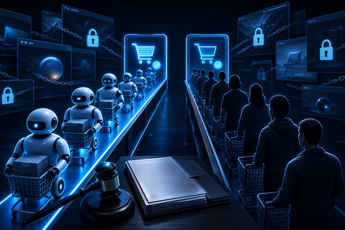 Agents IA : blocages, procès Amazon, files Shopify