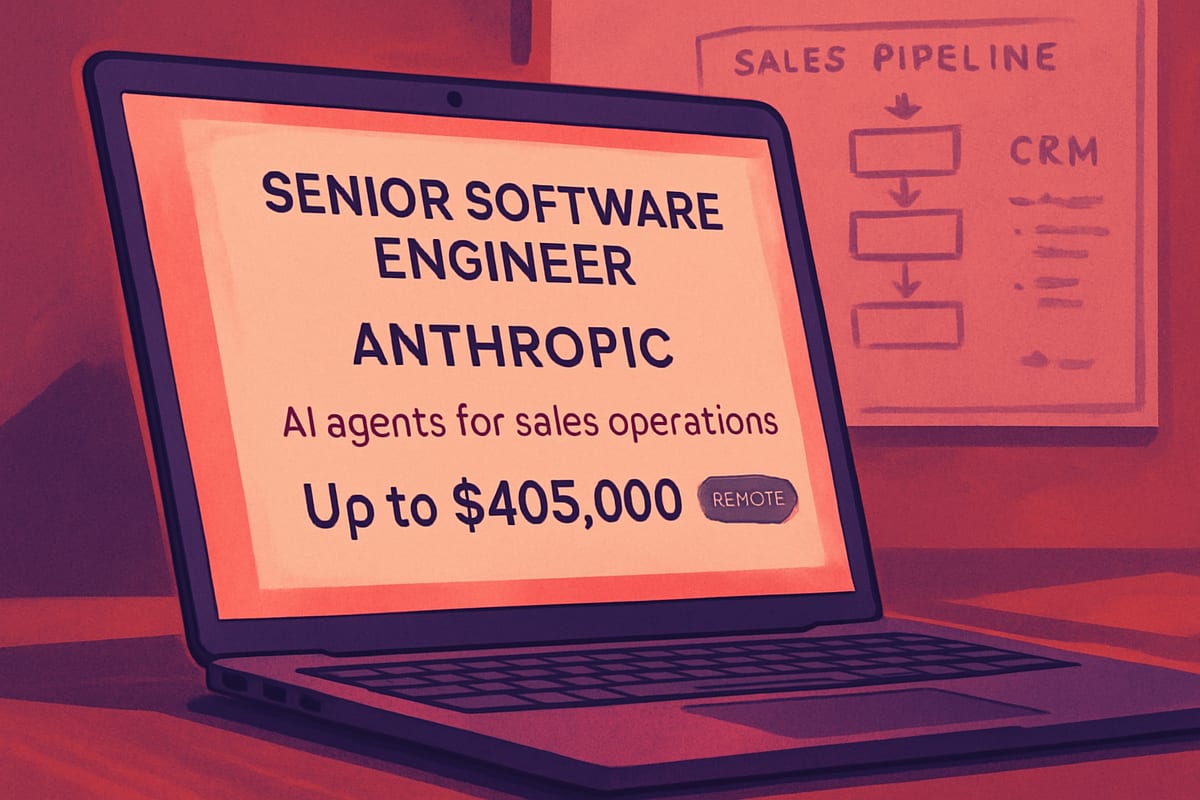 Brief IA : Anthropic recrute un ingénieur IA ventes à 405 000 $