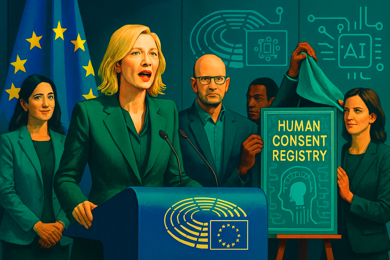 Cate Blanchett défie l'IA à Bruxelles avec un registre de consentement
