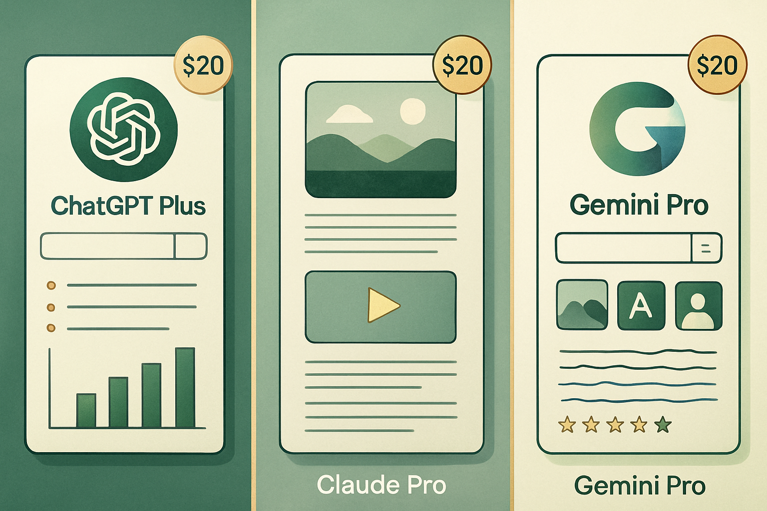 ChatGPT Plus, Claude Pro, Gemini Pro : quel choix à 20 $ ?