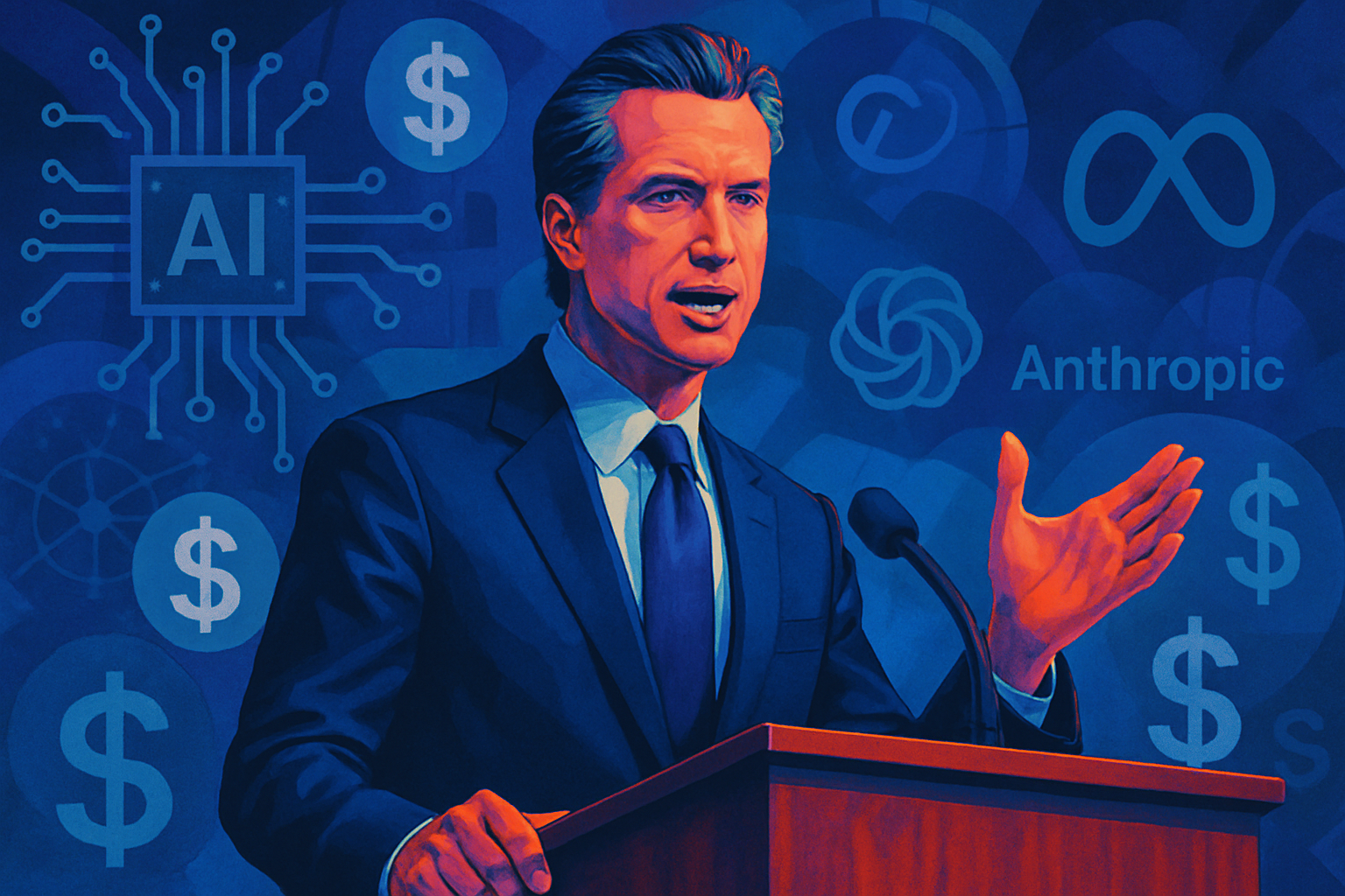 Gavin Newsom : impôt fédéral et fonds IA pour tous