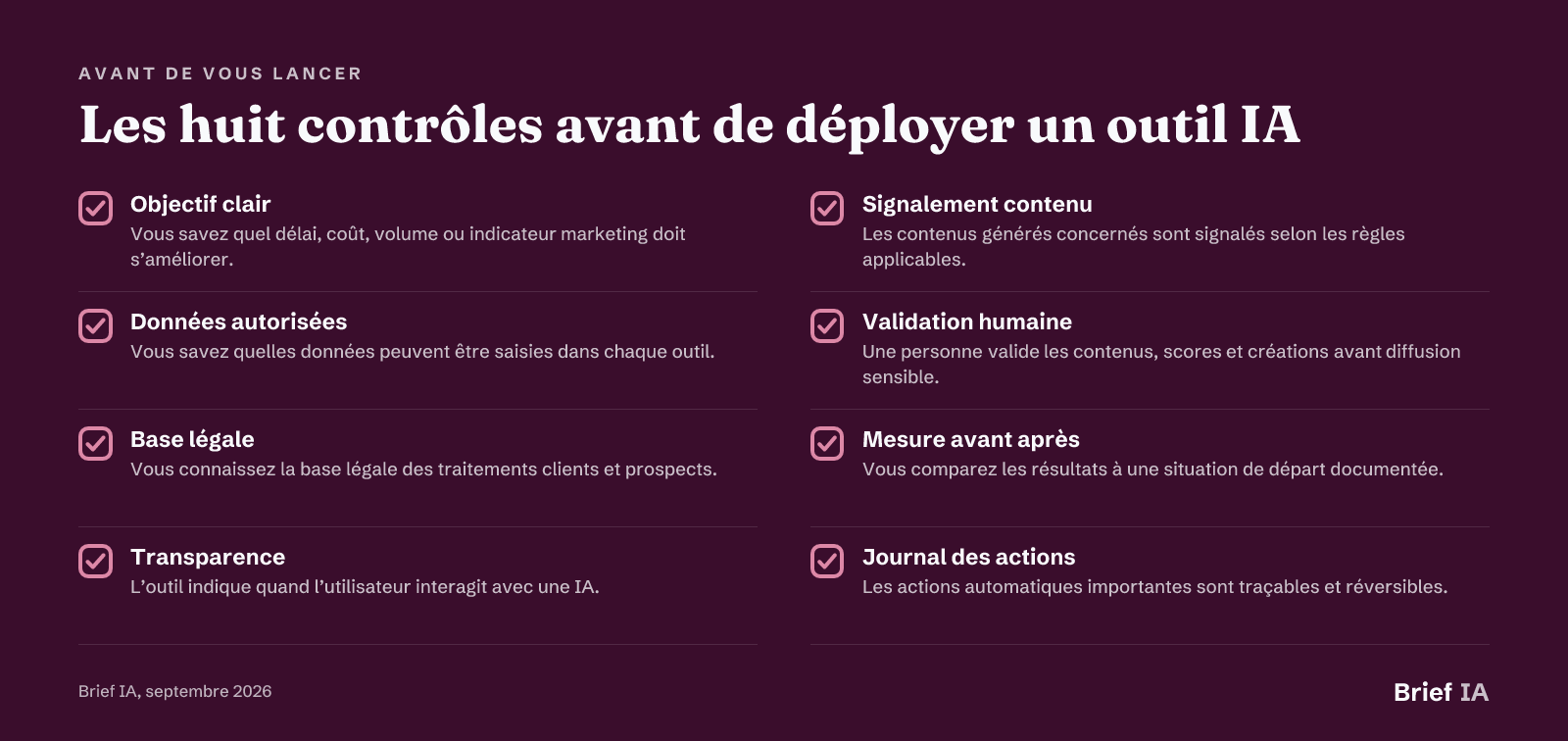 Les huit contrôles avant de déployer un outil IA