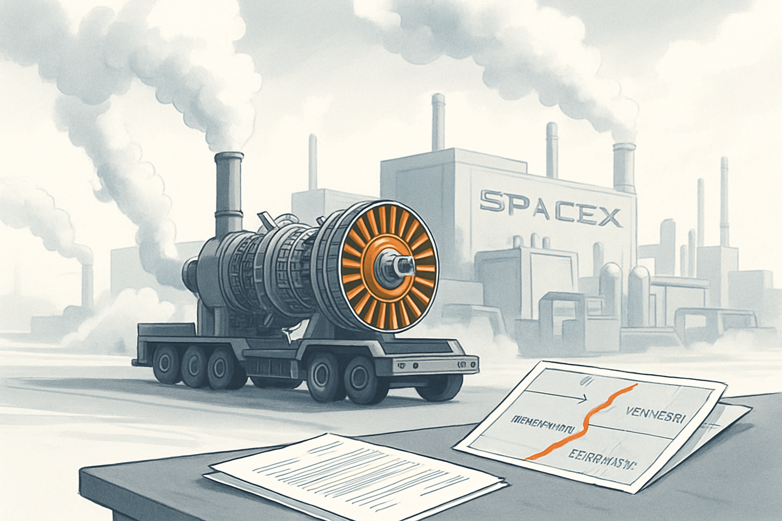 Brief IA : SpaceX et xAI : les turbines non autorisées en service jusqu'en 2027