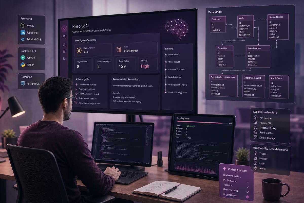 Support client IA : ResolveAI combine Fable 5.1, tests et règles métier