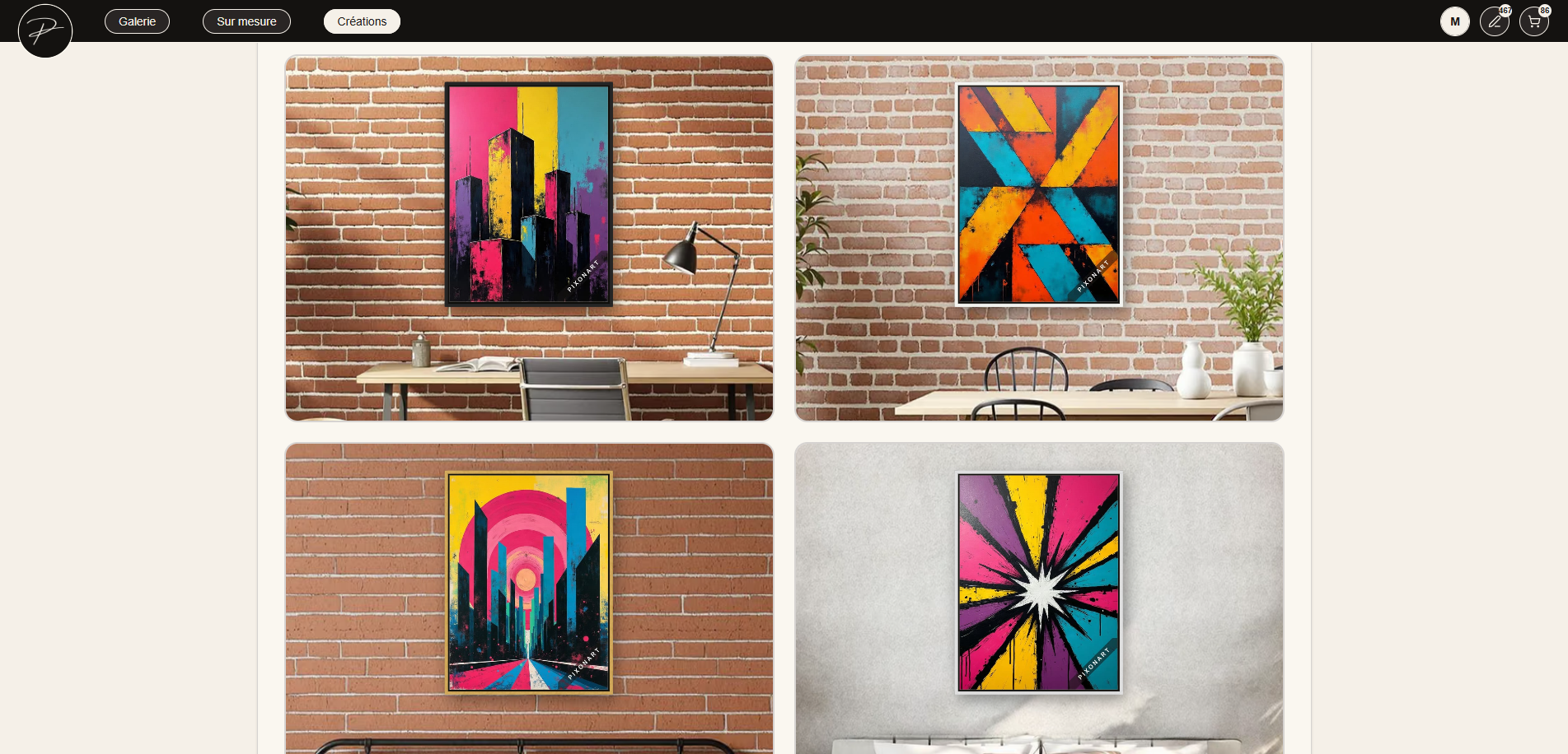 Quatre tableaux originaux composés d'après les goûts décrits — chacun n'existe qu'en un seul exemplaire.