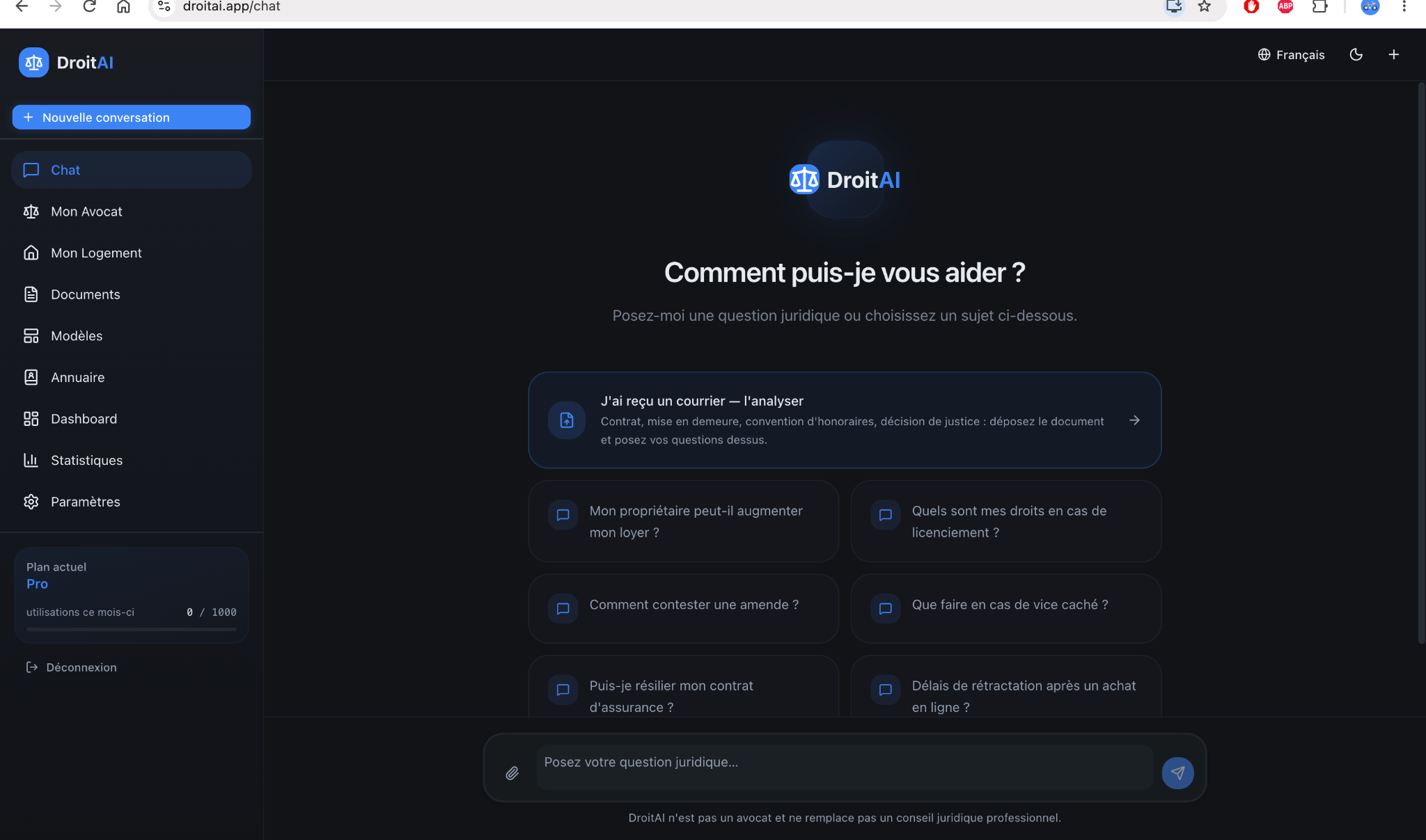 Assistant juridique IA pour comprendre ses droits et ses démarches